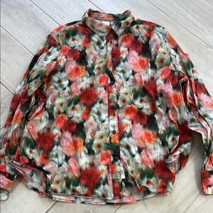 J. Crew Red and Green Casual Button Down Shirt